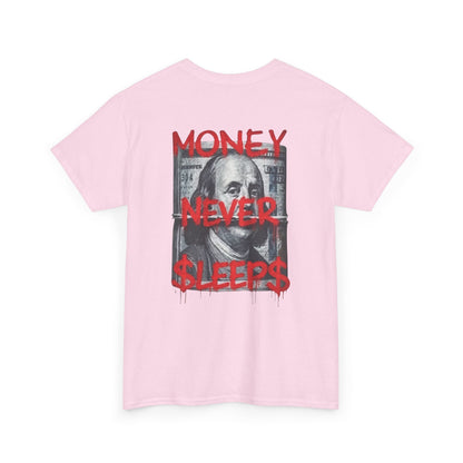 MONEY NEVER SLEEPS - Backprint T-shirt Print