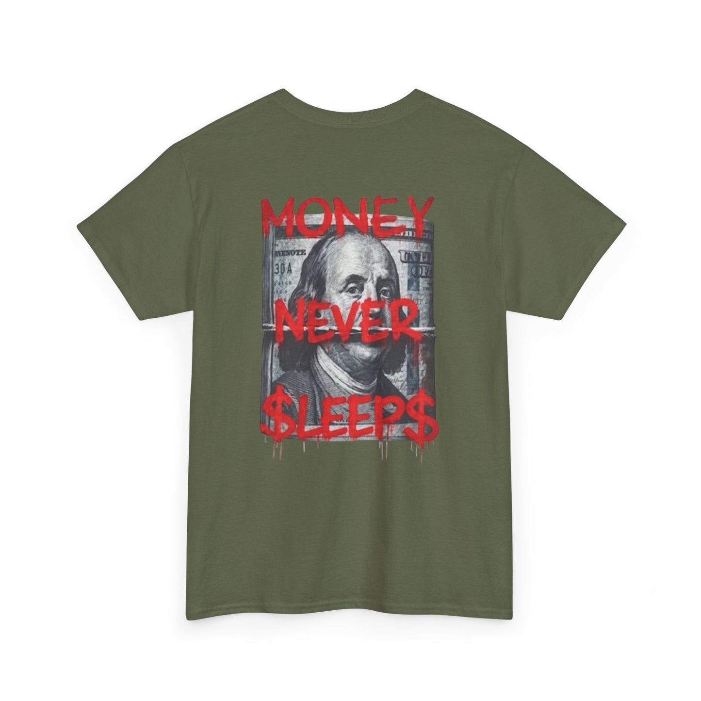 MONEY NEVER SLEEPS - back t-shirt print