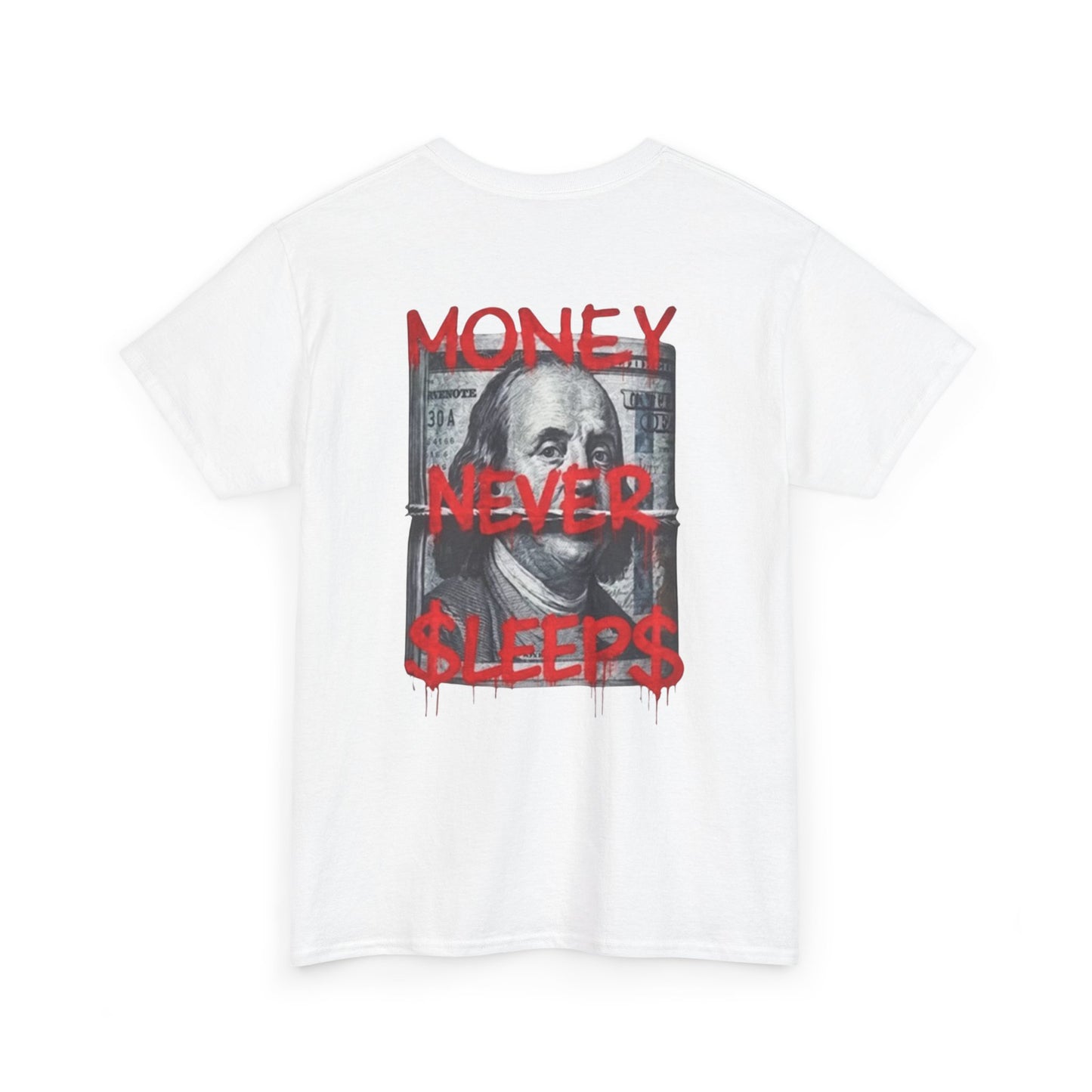 MONEY NEVER SLEEPS - back t-shirt print