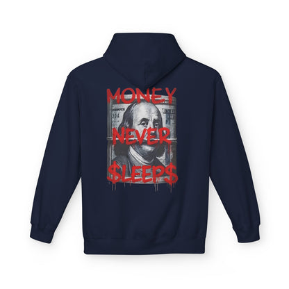 MONEY NEVER SLEEPS - Backprint Hoodie